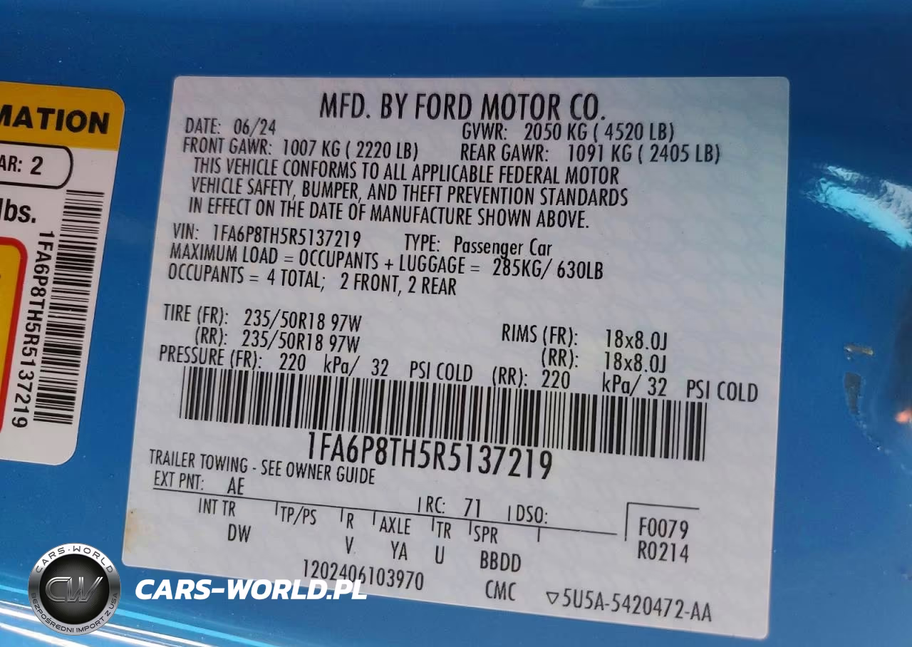 2024 Ford Mustang VIN:1FA6P8TH5R5137219 - 12