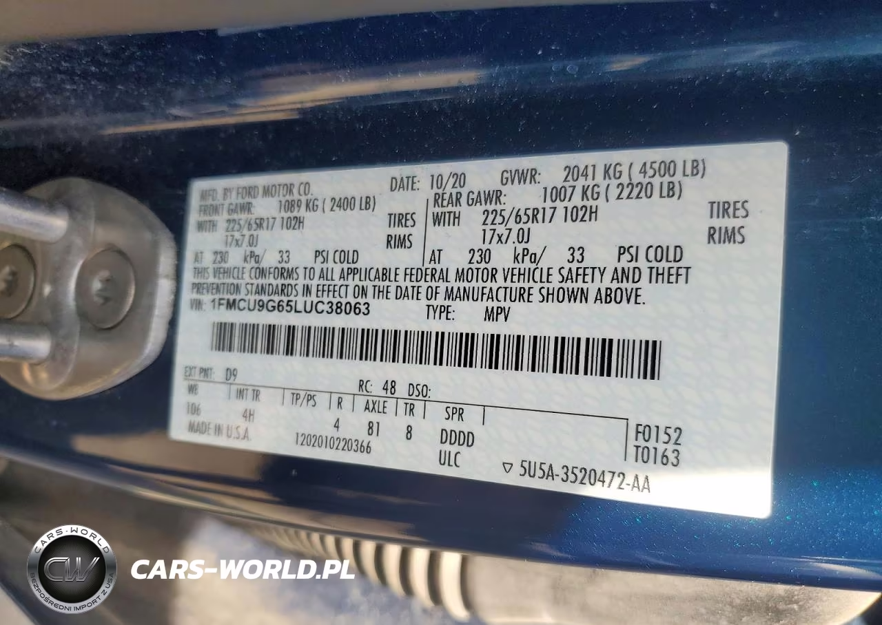 2020 Ford Escape Se VIN:1FMCU9G65LUC38063 - 13