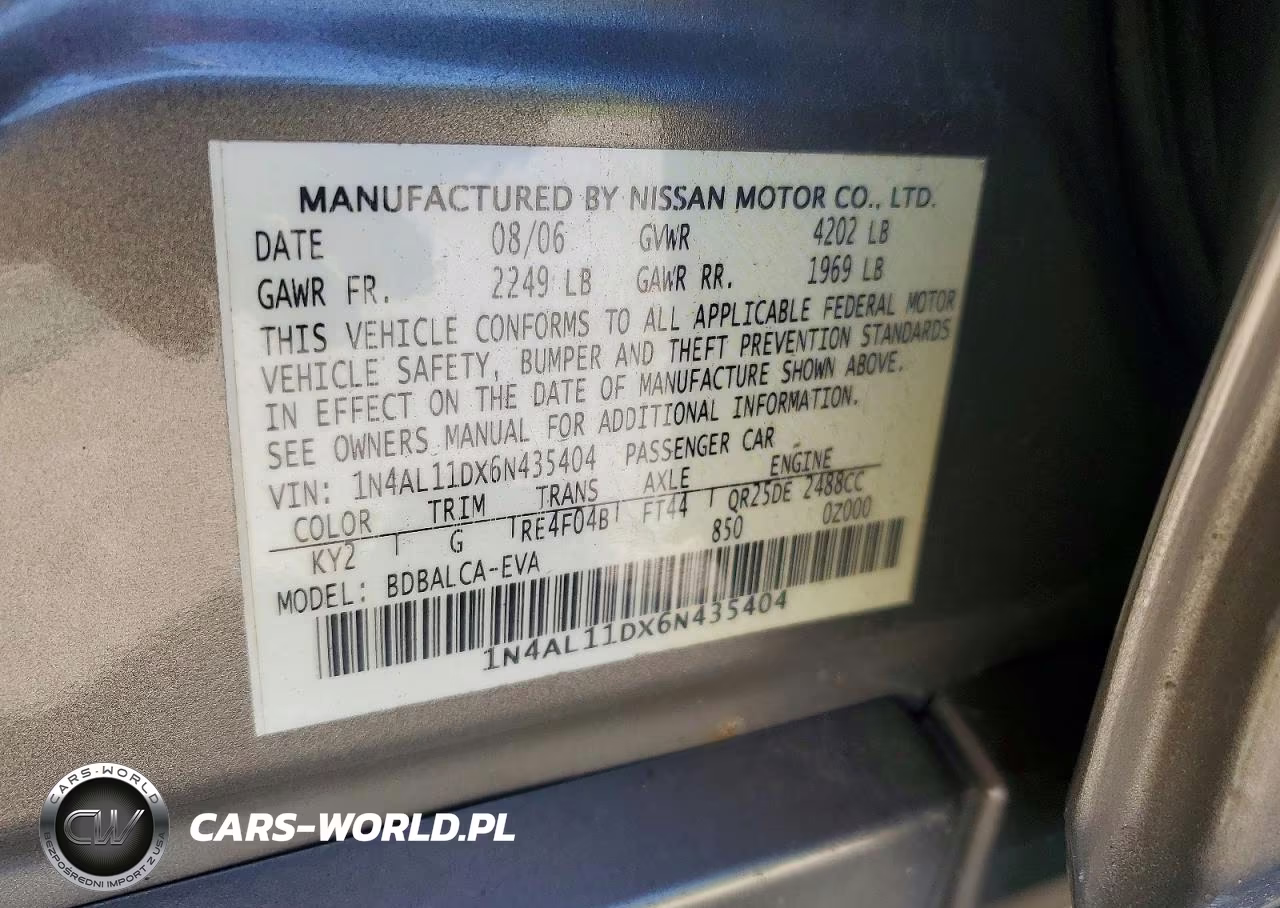 2006 Nissan Altima 2.5 VIN:1N4AL11DX6N435404 - 13