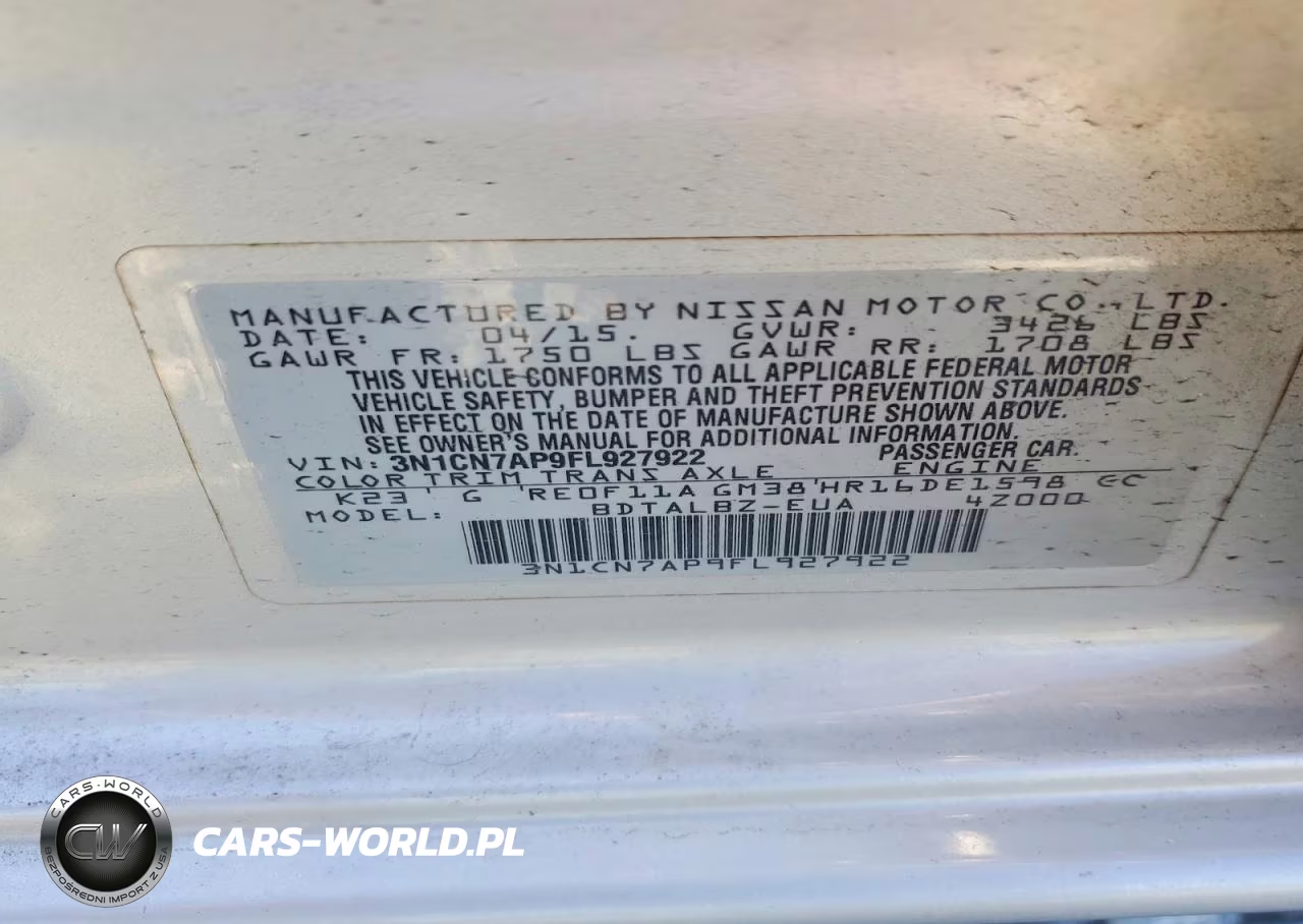 2015 Nissan Versa 1.6 Sv VIN:3N1CN7AP9FL927922 - 13