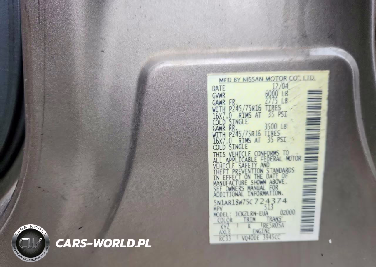 2005 Nissan Pathfinder Xe VIN:5N1AR18W75C724374 - 13