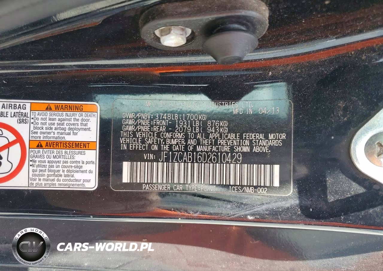 2013 Subaru Brz 2.0 Premium VIN:JF1ZCAB16D2610429 - 12