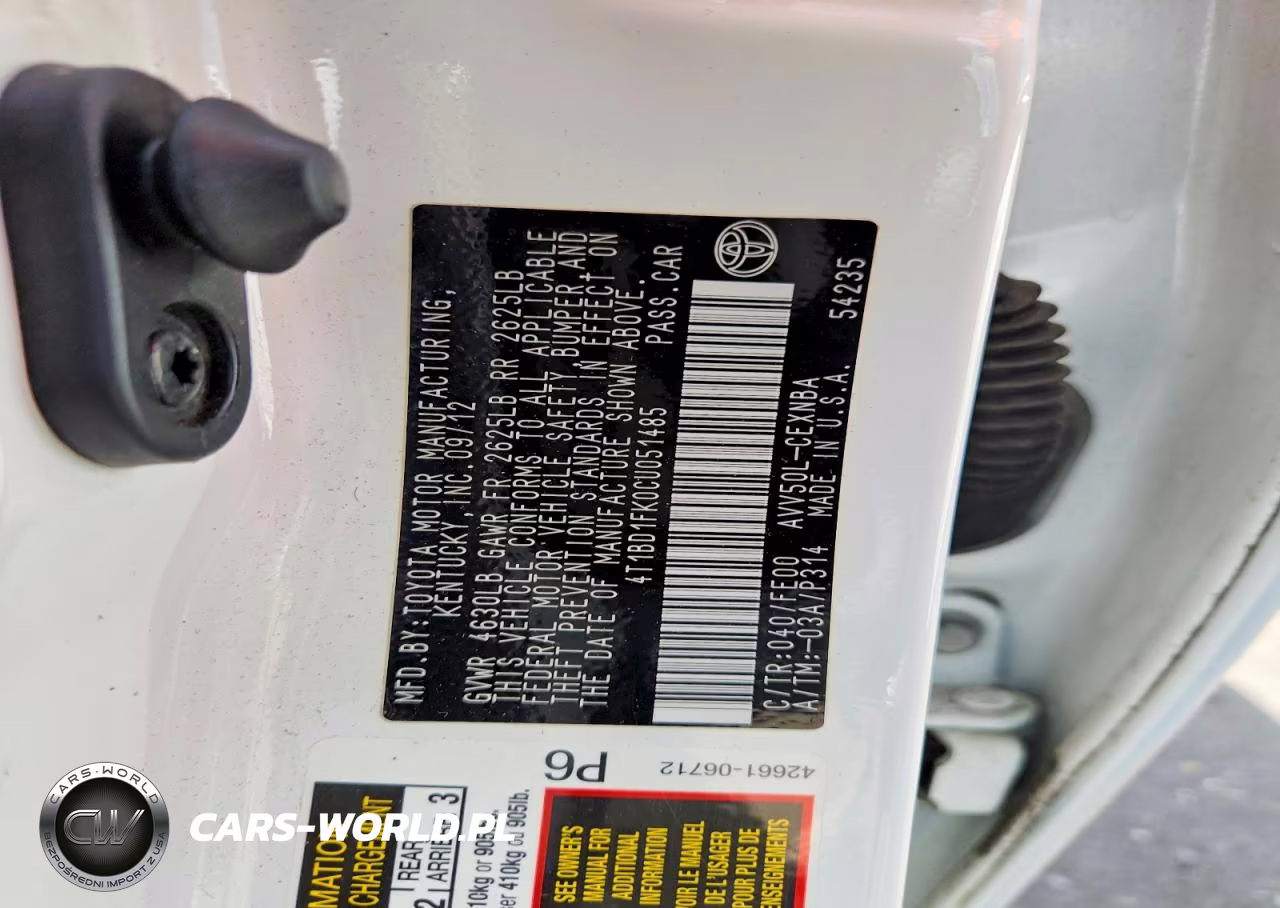 2012 Toyota Camry Hybrid Le VIN:4T1BD1FK0CU051485 - 12