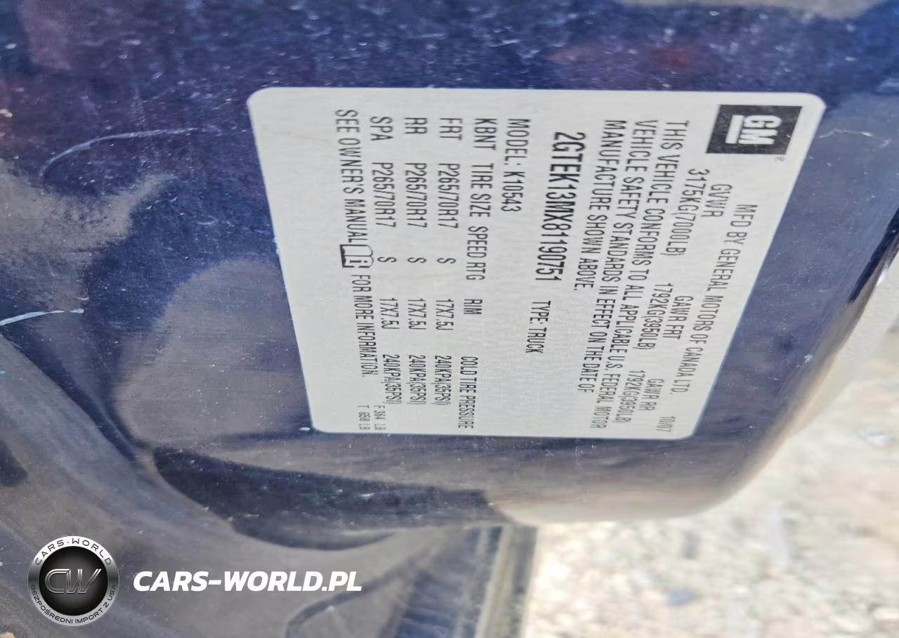 2008 GMC Sierra K1500 VIN:2GTEK13MX81190751 - 12