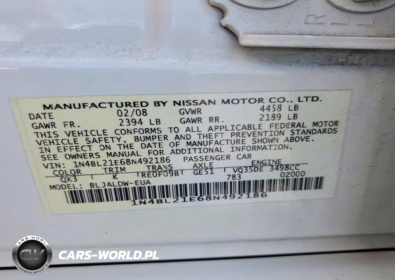 2008 Nissan Altima 3.5 Se VIN:1N4BL21E68N492186 - 12