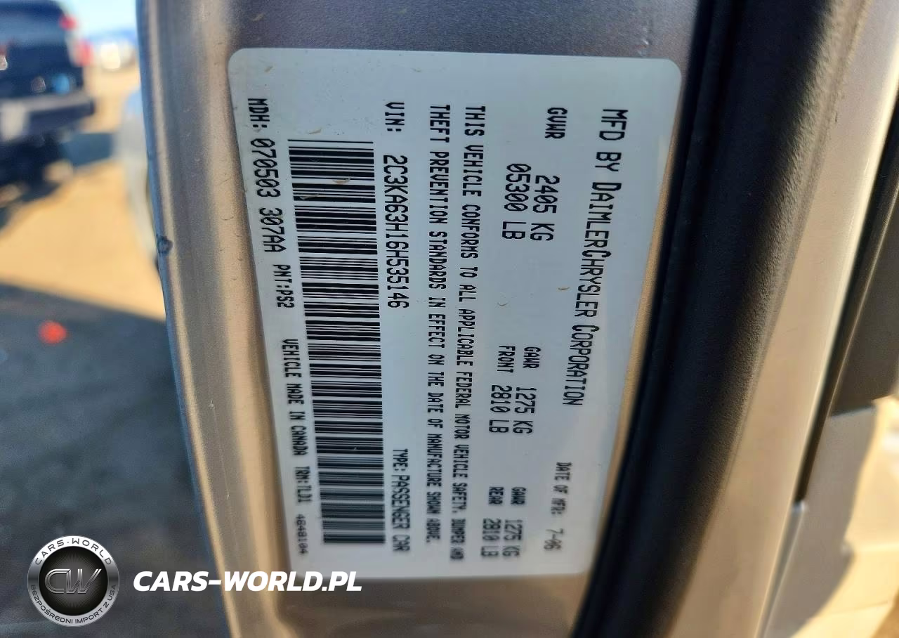 2006 Chrysler 300C VIN:2C3KA63H16H535146 - 12