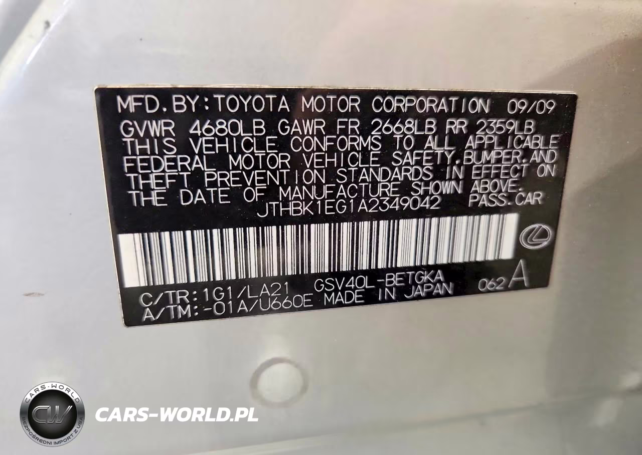 2010 Lexus Es 350 VIN:JTHBK1EG1A2349042 - 13
