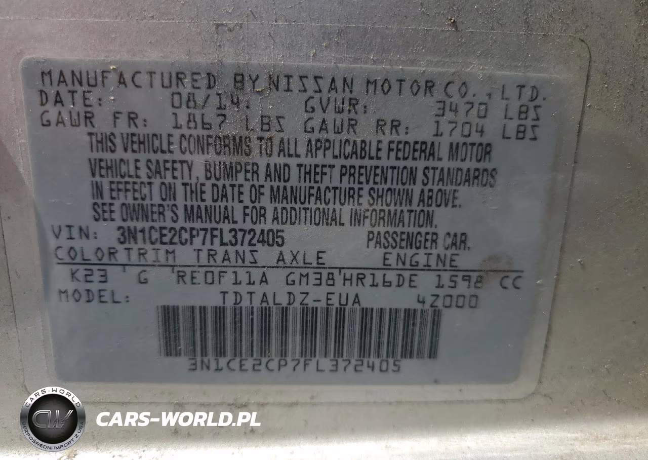 2015 Nissan Versa VIN:3N1CE2CP7FL372405 - 12