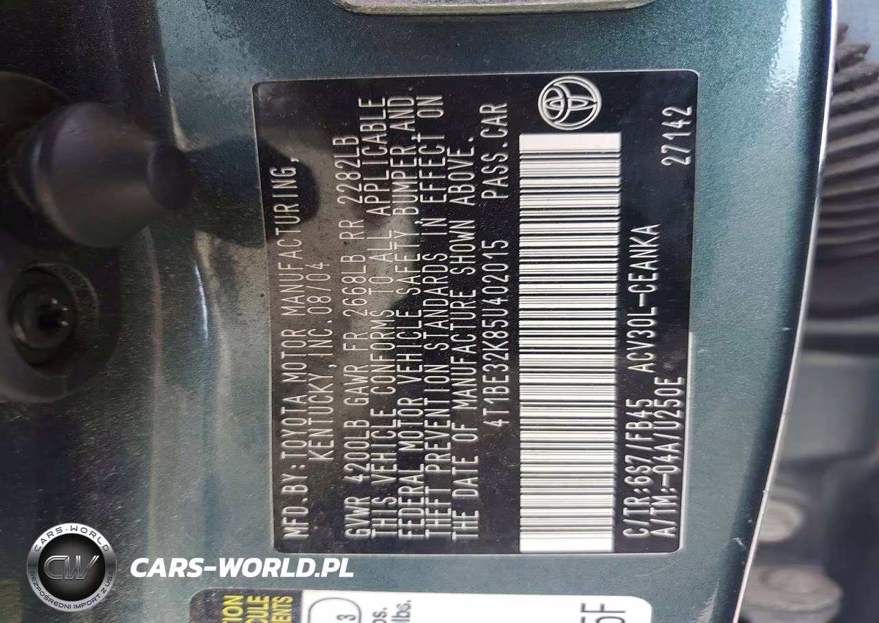 2005 Toyota Camry Le VIN:4T1BE32K85U402015 - 12
