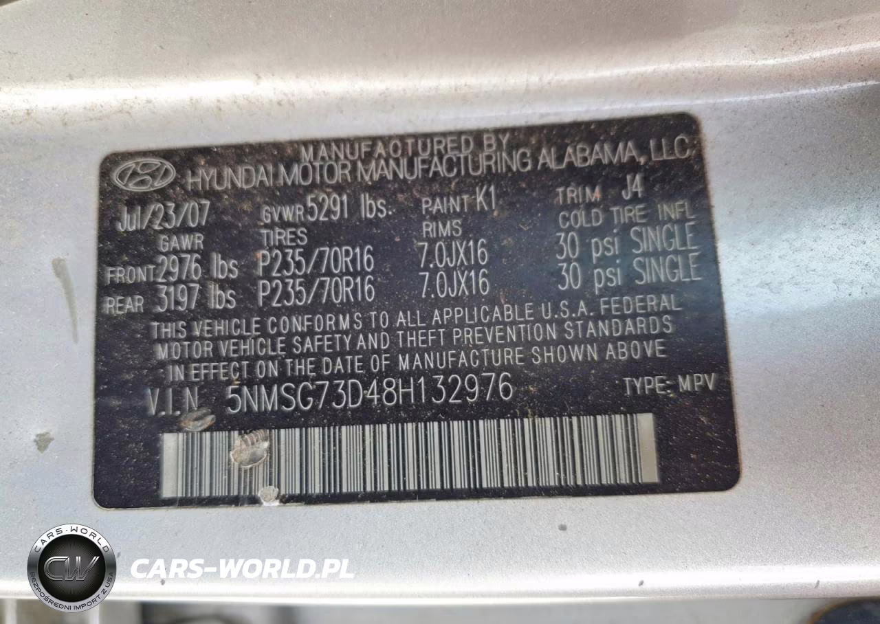 2008 Hyundai Santa Fe Gls VIN:5NMSG73D48H132976 - 13
