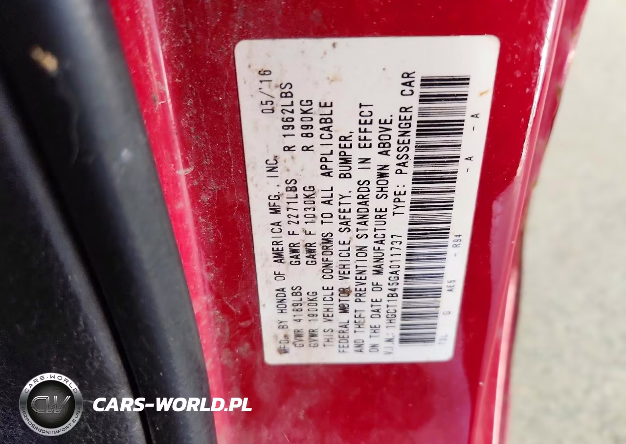 2016 Honda Accord Lx-S VIN:1HGCT1B45GA011737 - 12