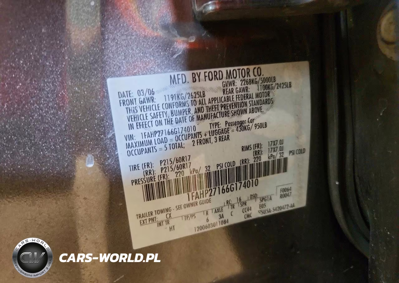 2006 Ford Five Hundred Sel VIN:1FAHP27166G174010 - 12