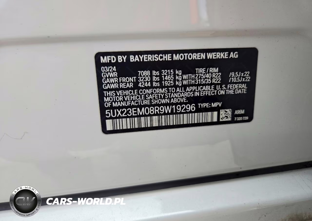2024 BMW X7 xDrive40I VIN:5UX23EM08R9W19296 - 14