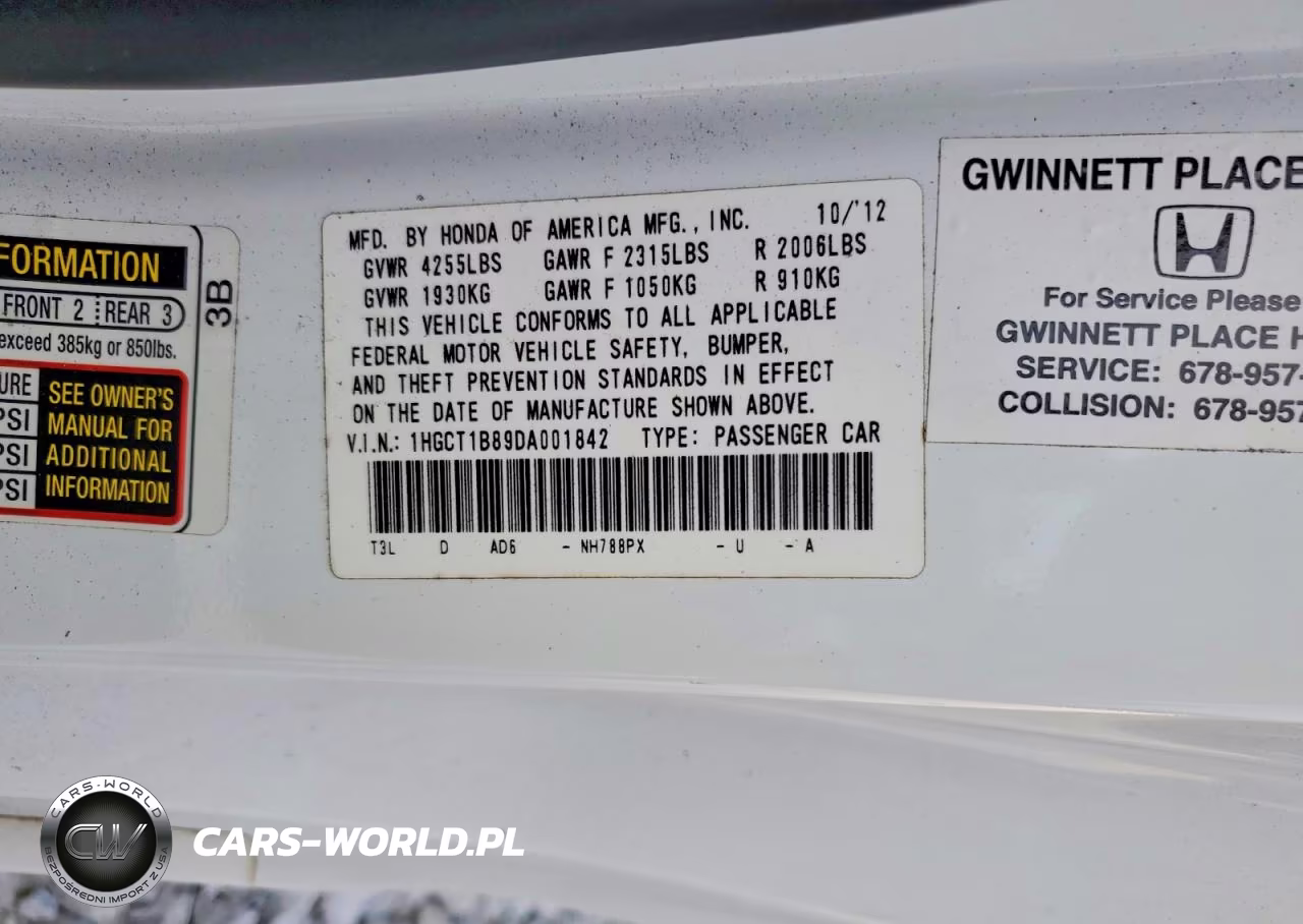 2013 Honda Accord Exl VIN:1HGCT1B89DA001842 - 12