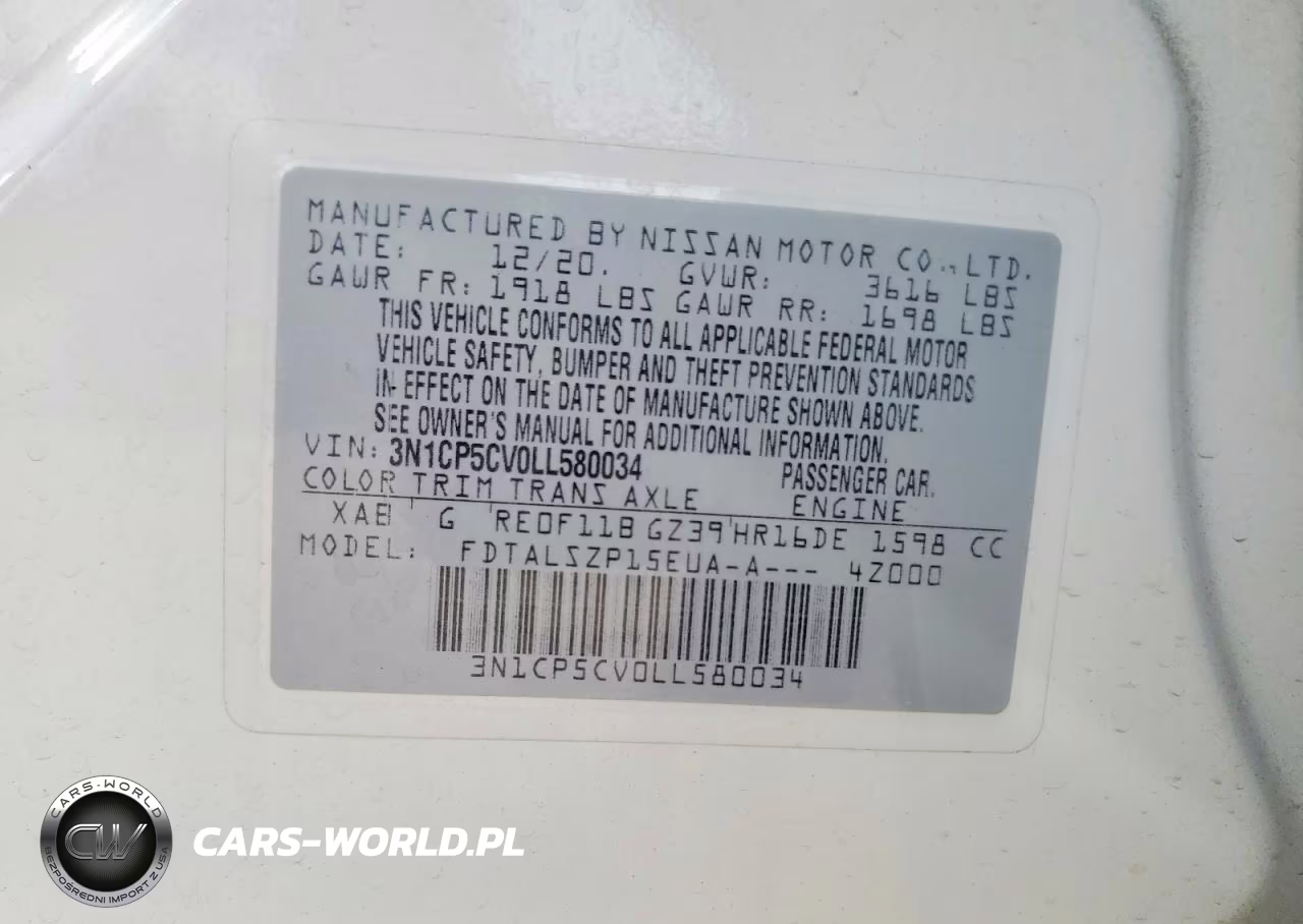 2020 Nissan Kicks Sv VIN:3N1CP5CV0LL580034 - 12