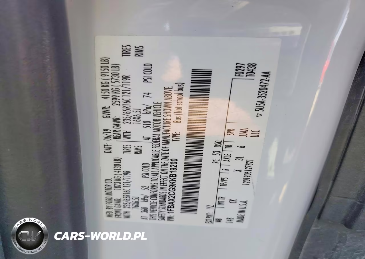 2019 Ford Transit T-350 VIN:1FBAX2CG9KKB19200 - 13