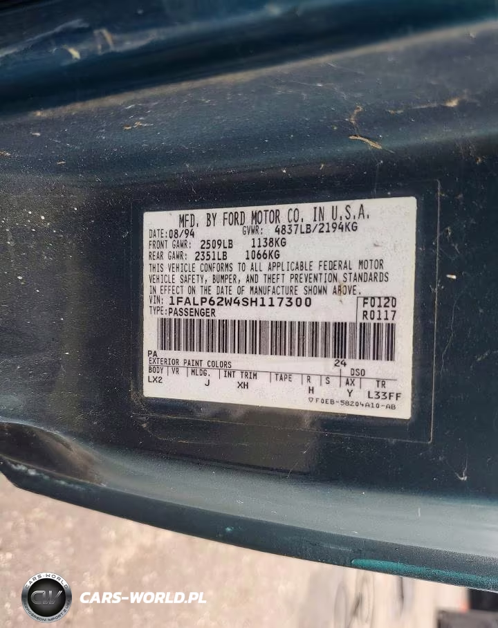 1995 Ford Thunderbird Lx VIN:1FALP62W4SH117300 - 12