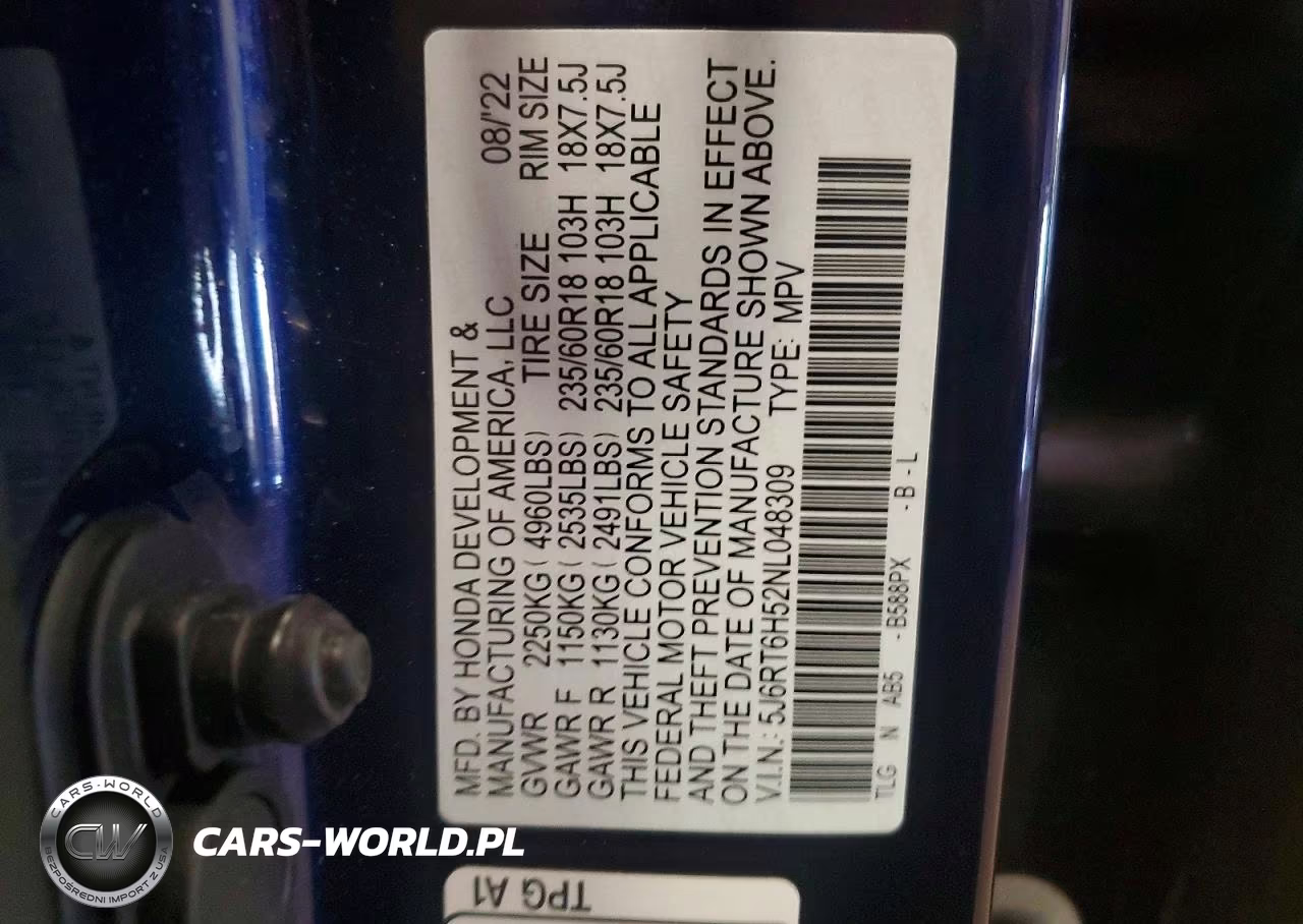 2022 Honda Cr-V Ex VIN:5J6RT6H52NL048309 - 13