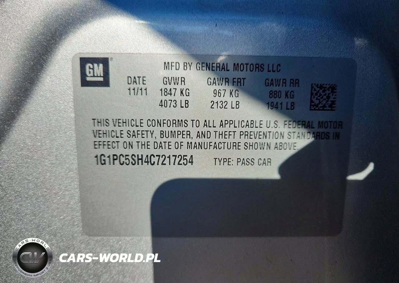 2012 Chevrolet Cruze Ls VIN:1G1PC5SH4C7217254 - 13