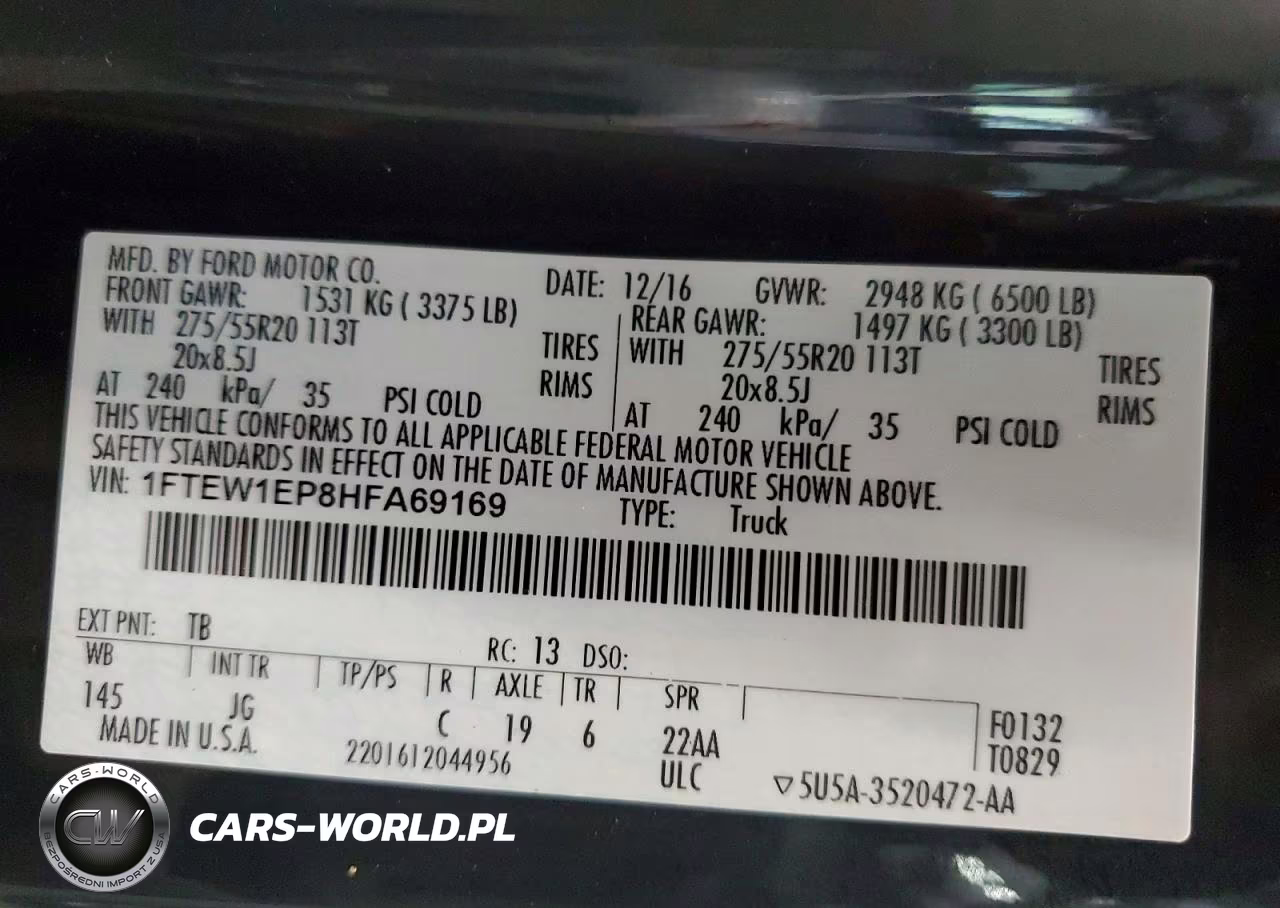 2017 Ford F150 Supercrew VIN:1FTEW1EP8HFA69169 - 12