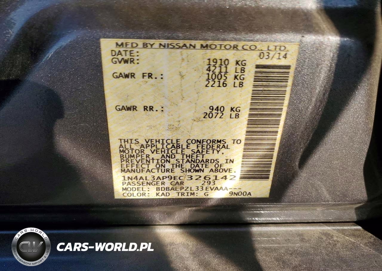 2014 Nissan Altima 2.5 VIN:1N4AL3AP9EC326142 - 12
