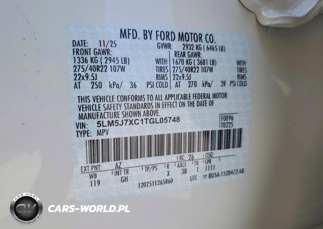 2026 Lincoln Aviator Reserve VIN:5LM5J7XC1TGL05748 - 14