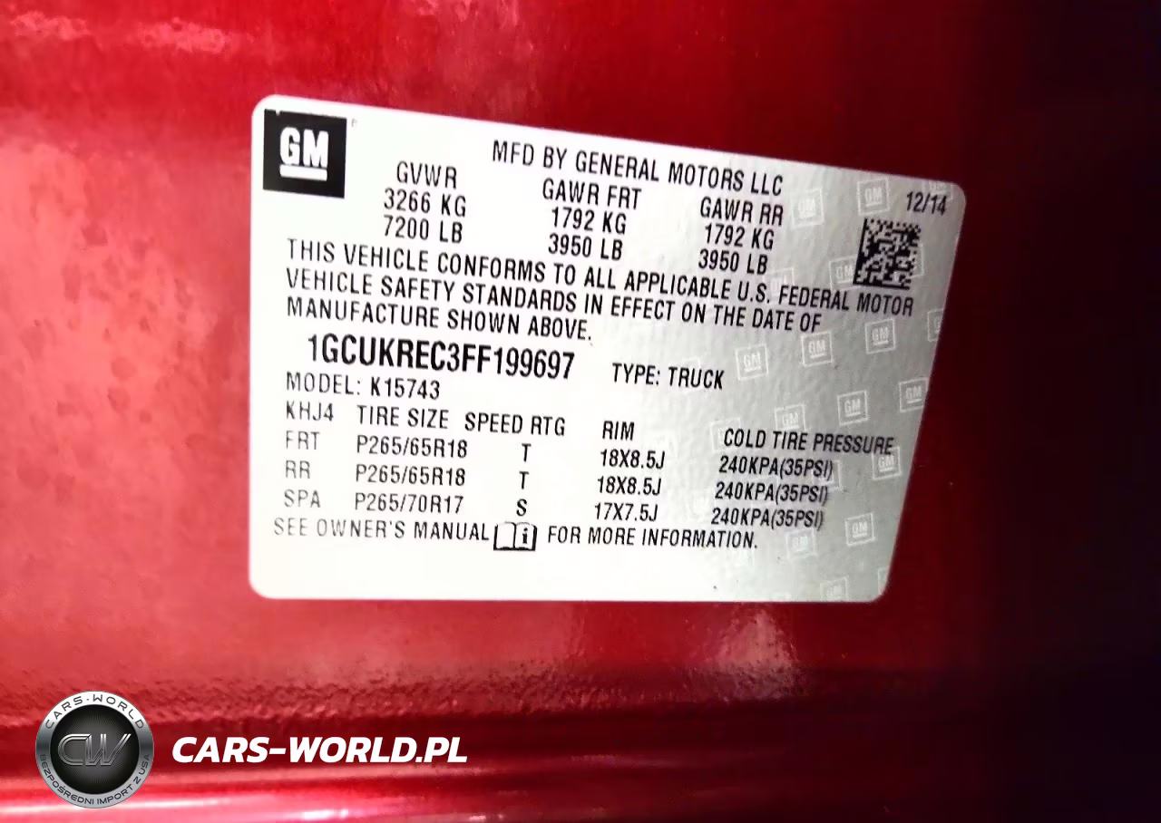 2015 Chevrolet Silverado K1500 Lt VIN:1GCUKREC3FF199697 - 12