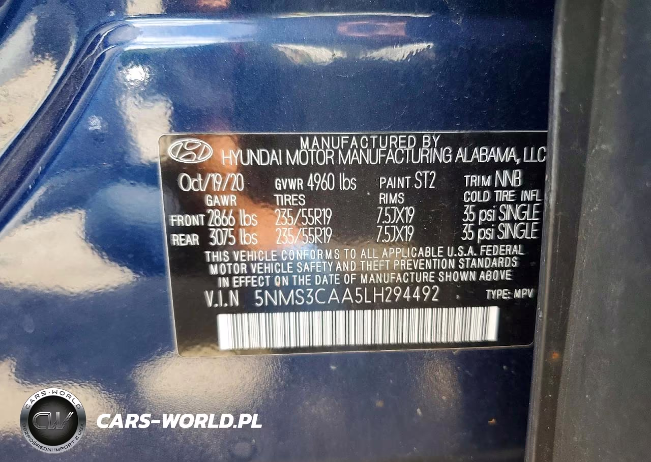 2020 Hyundai Santa Fe Sel 2.0T VIN:5NMS3CAA5LH294492 - 13