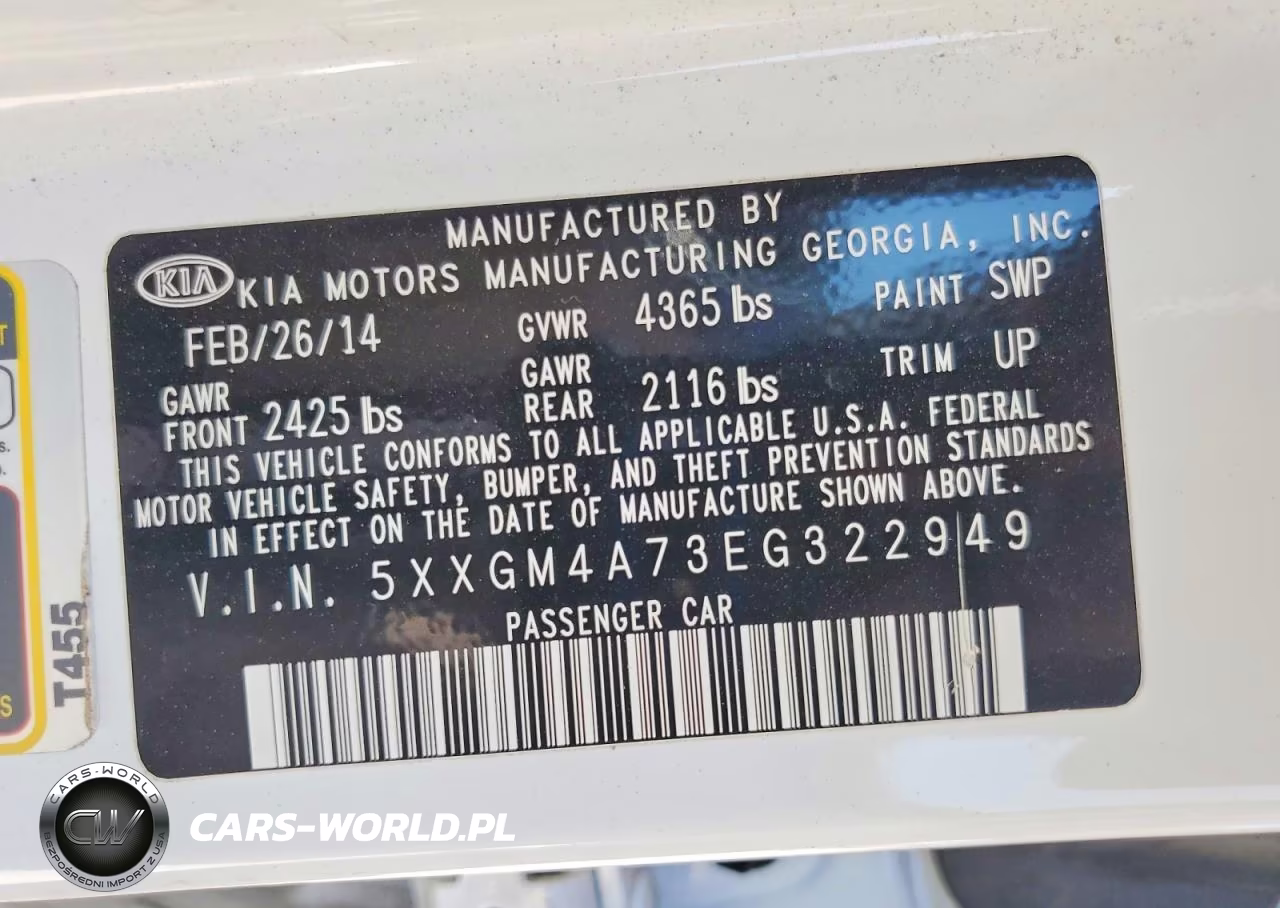 2014 Kia Optima Lx VIN:5XXGM4A73EG322949 - 12