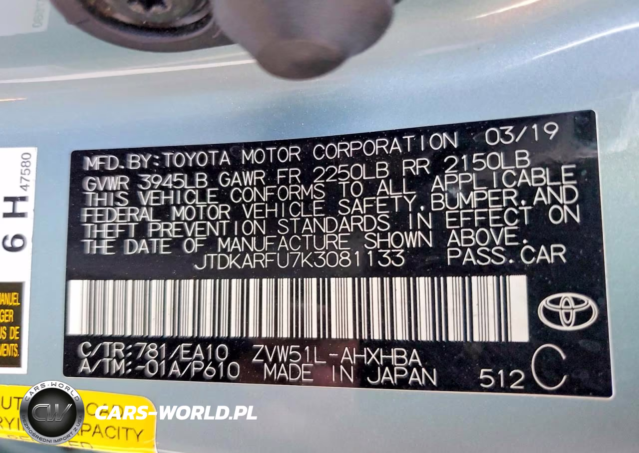 2019 Toyota Prius Xle VIN:JTDKARFU7K3081133 - 12