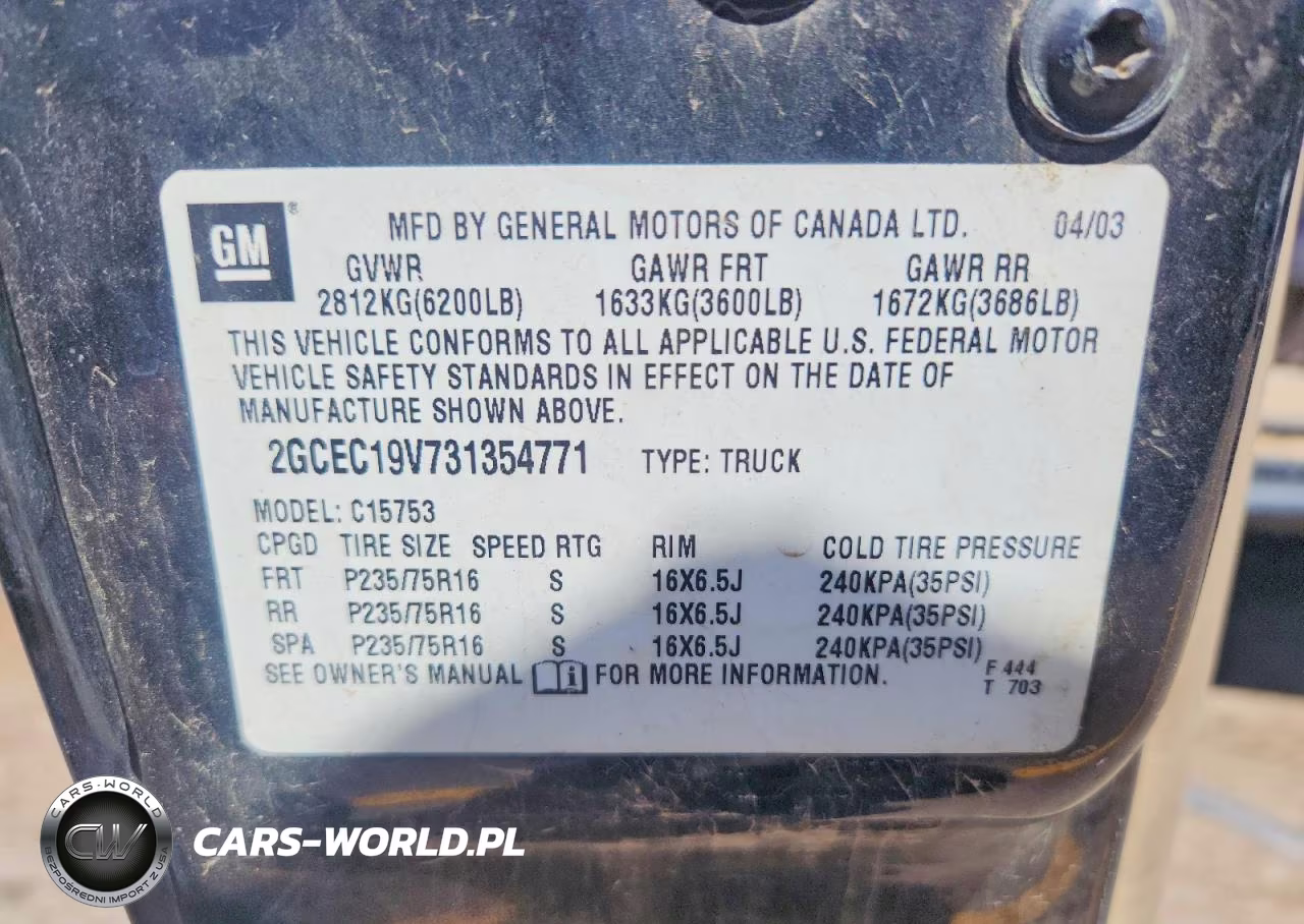 2003 Chevrolet Silverado C1500 VIN:2GCEC19V731354771 - 12