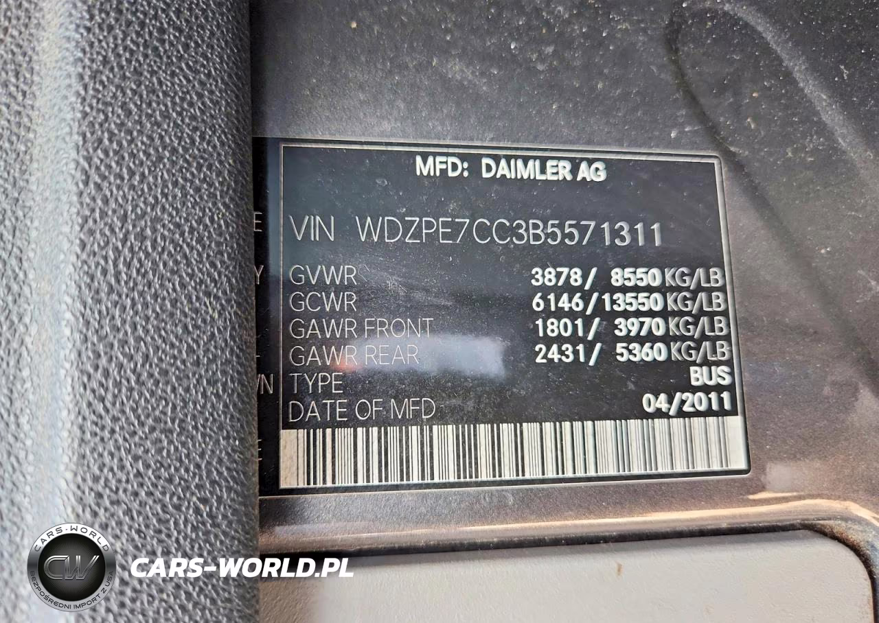 2011 Mercedes-Benz Sprinter VIN:WDZPE7CC3B5571311 - 13