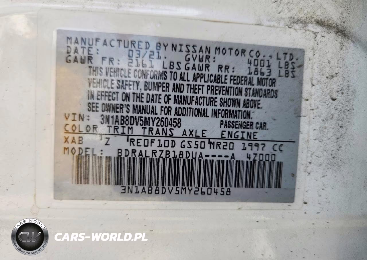 2021 Nissan Sentra Sr VIN:3N1AB8DV5MY260458 - 12