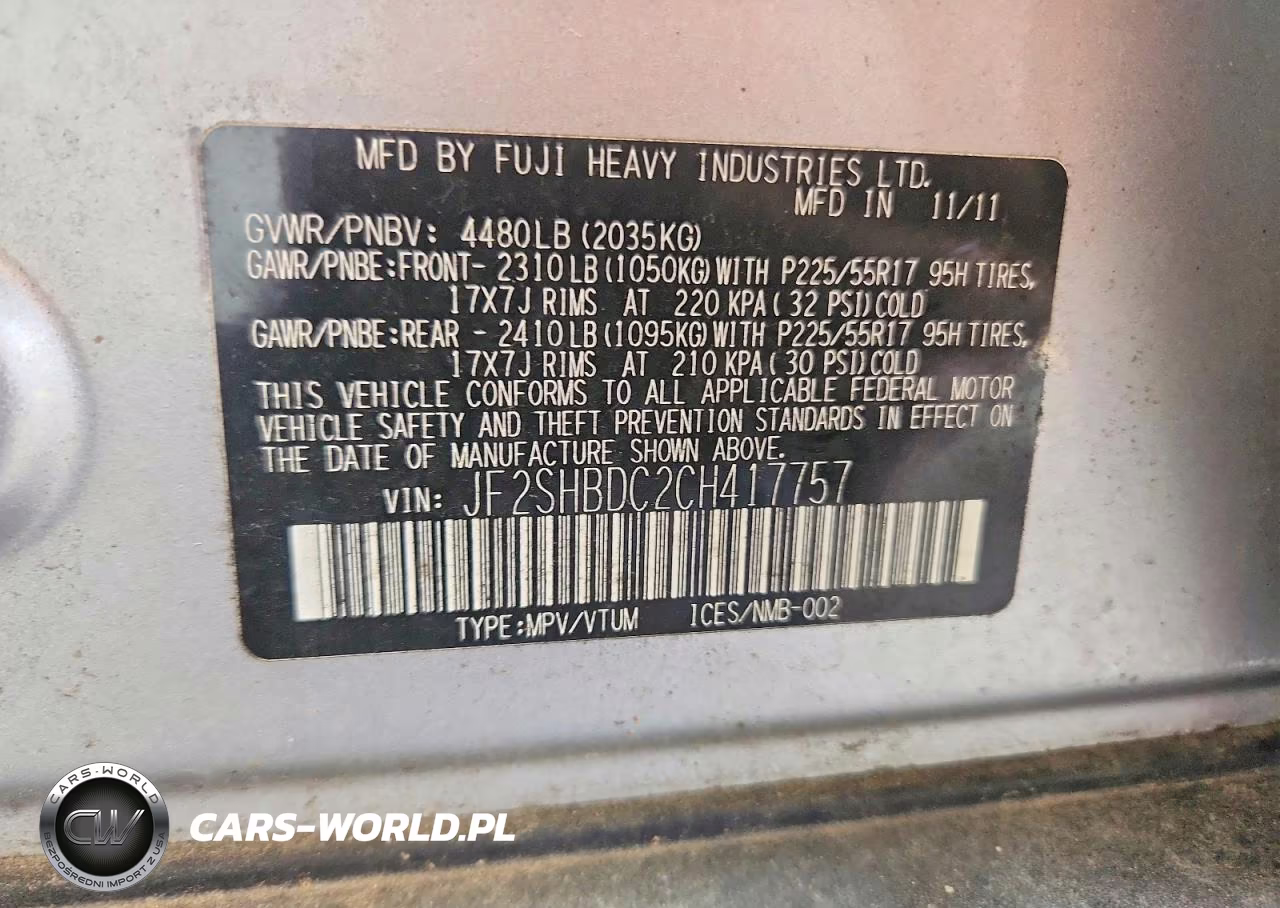 2012 Subaru Forester 2.5X Premium VIN:JF2SHBDC2CH417757 - 12