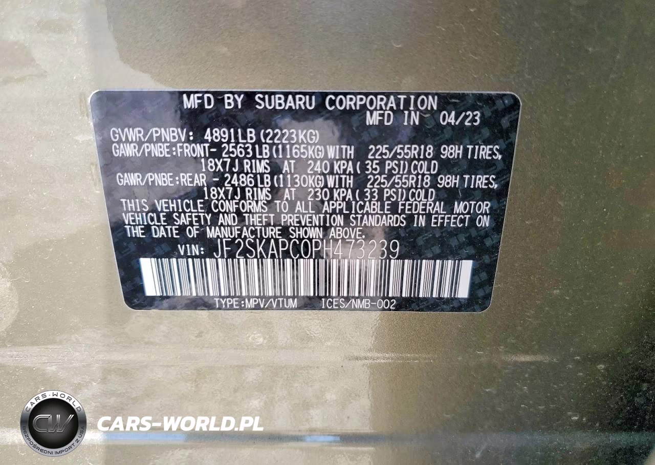 2023 Subaru Forester Limited VIN:JF2SKAPC0PH473239 - 14