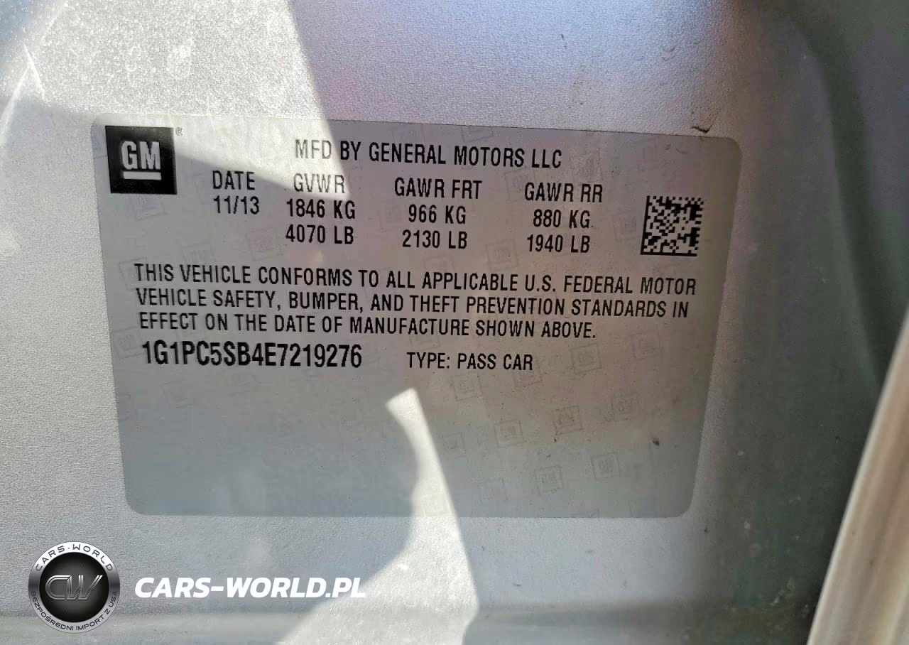 2014 Chevrolet Cruze Lt VIN:1G1PC5SB4E7219276 - 13