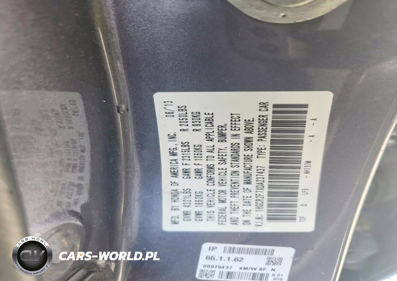 2013 Honda Accord Ex VIN:1HGCR2F7XDA237437 - 12