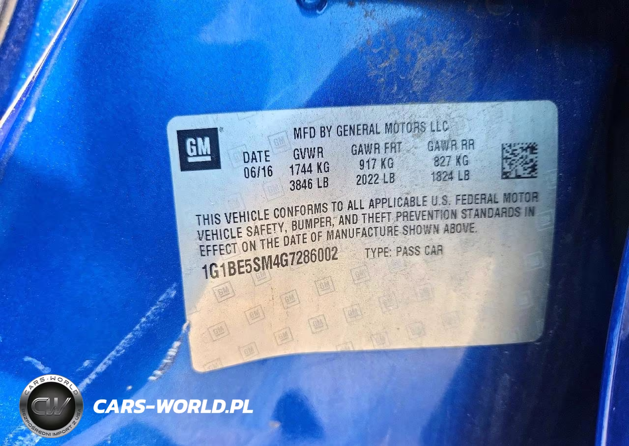 2016 Chevrolet Cruze Lt VIN:1G1BE5SM4G7286002 - 12
