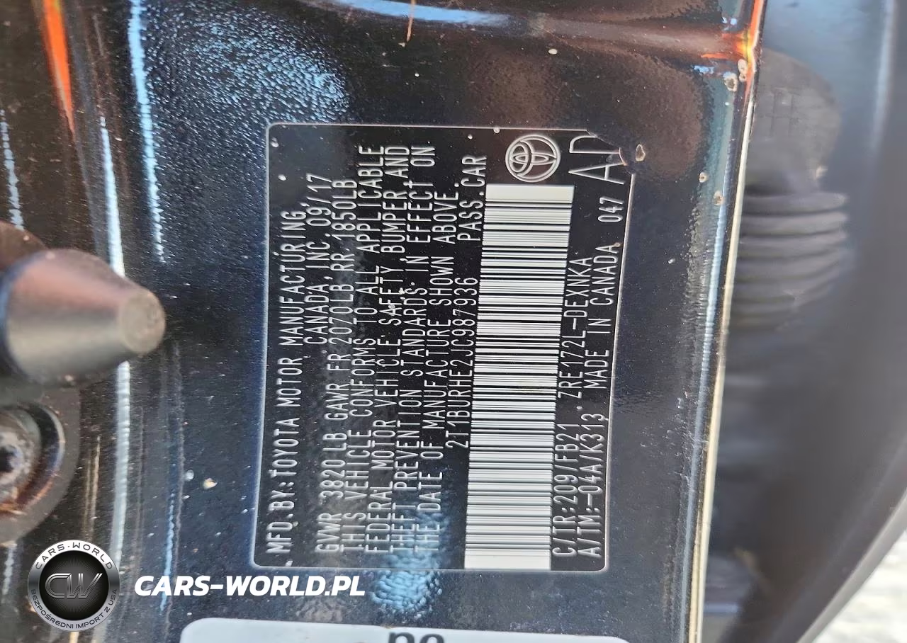 2018 Toyota Corolla Le VIN:2T1BURHE2JC987936 - 12