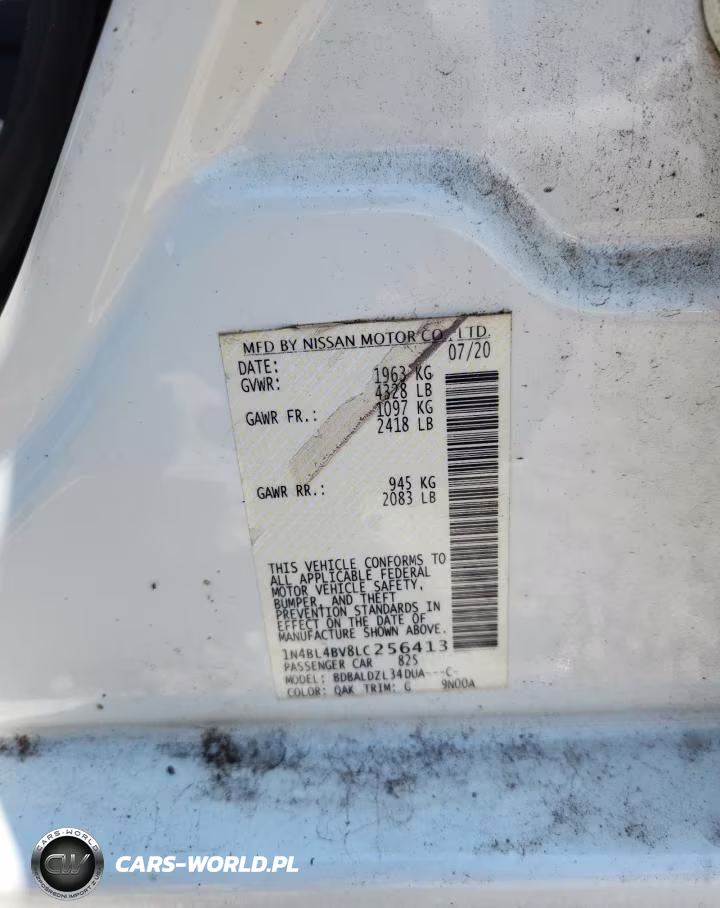 2020 Nissan Altima S VIN:1N4BL4BV8LC256413 - 12