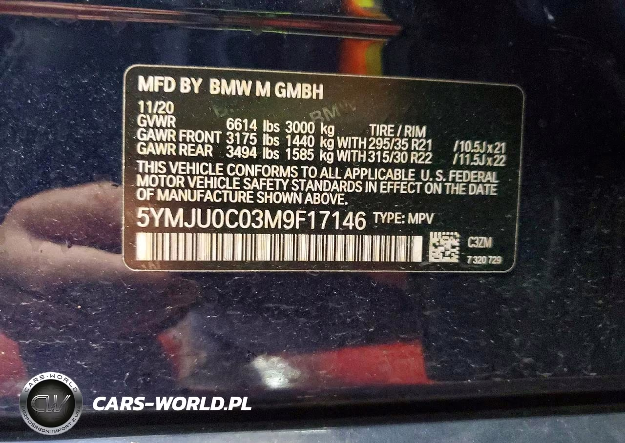 2021 BMW X5 M VIN:5YMJU0C03M9F17146 - 12