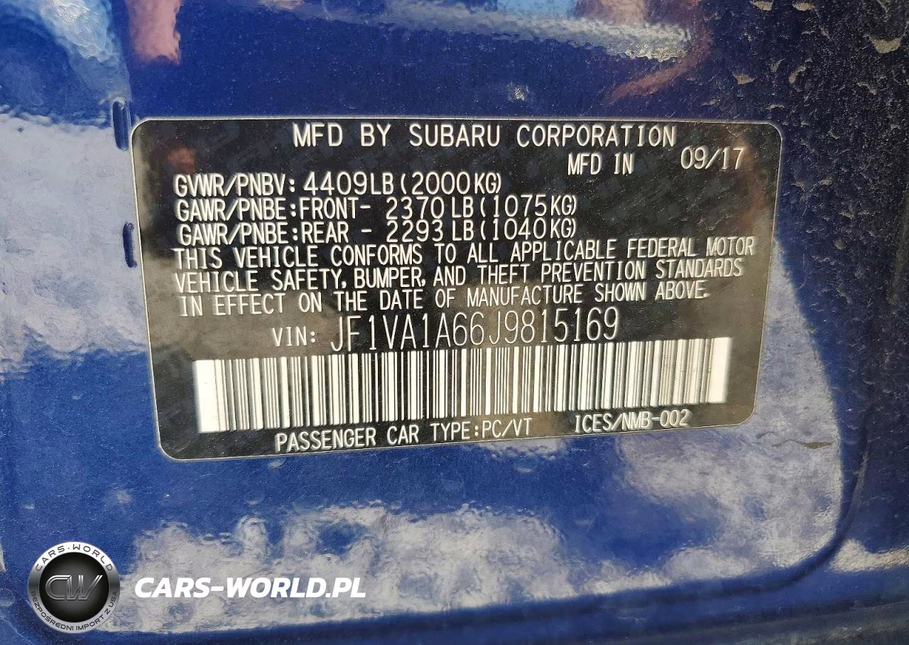 2018 Subaru Wrx VIN:JF1VA1A66J9815169 - 13