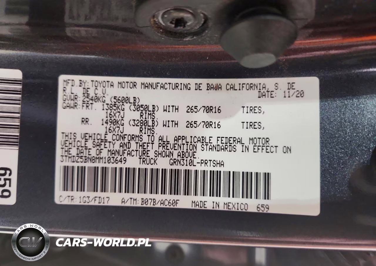 2021 Toyota Tacoma Trd Off-Road VIN:3TMDZ5BN8MM103649 - 12