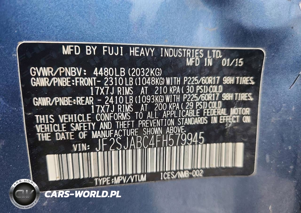 2015 Subaru Forester 2.5I VIN:JF2SJABC4FH579945 - 13