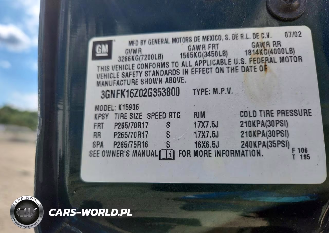 2002 Chevrolet Suburban K1500 VIN:3GNFK16Z02G353800 - 13
