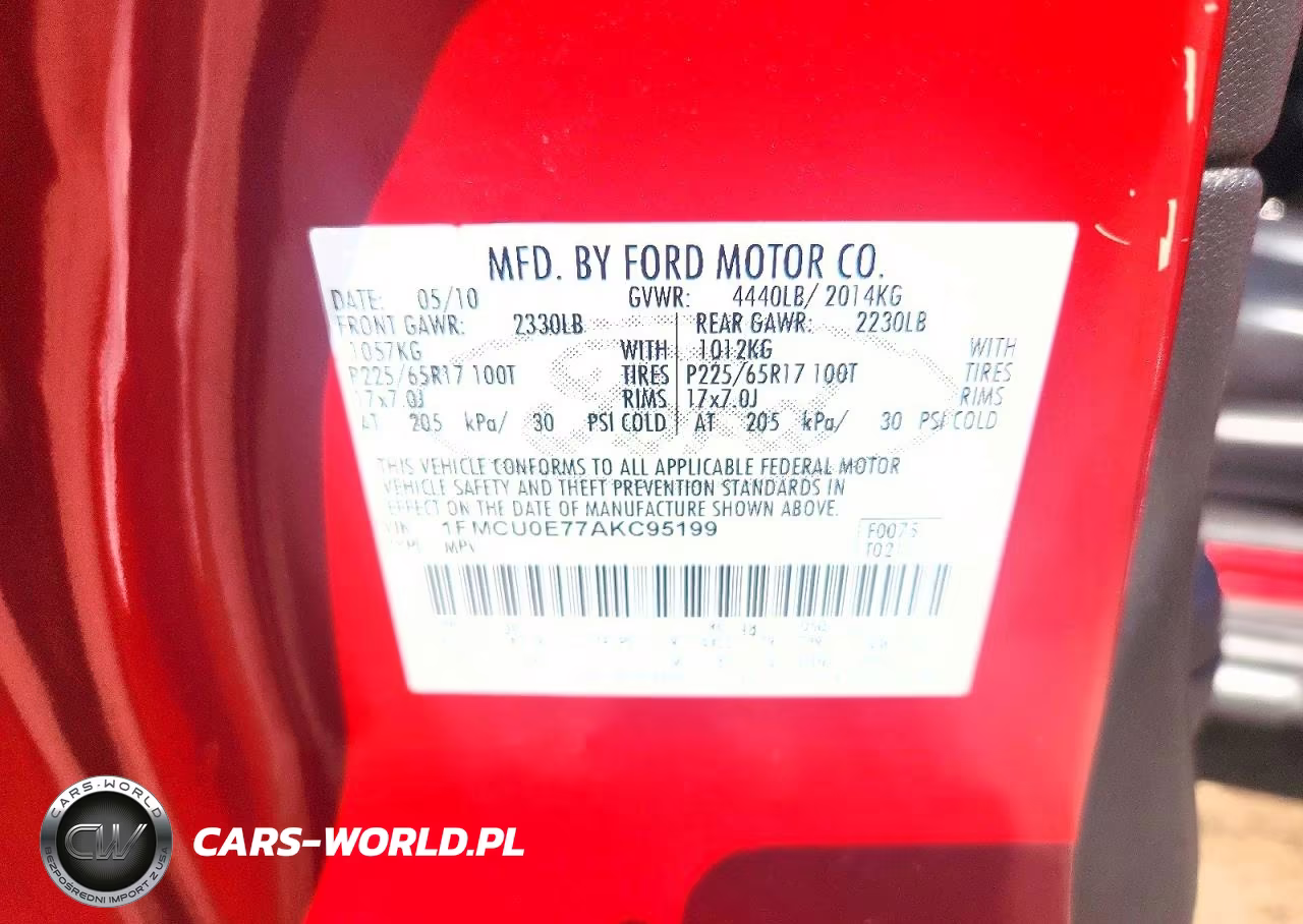 2010 Ford Escape Limited VIN:1FMCU0E77AKC95199 - 12