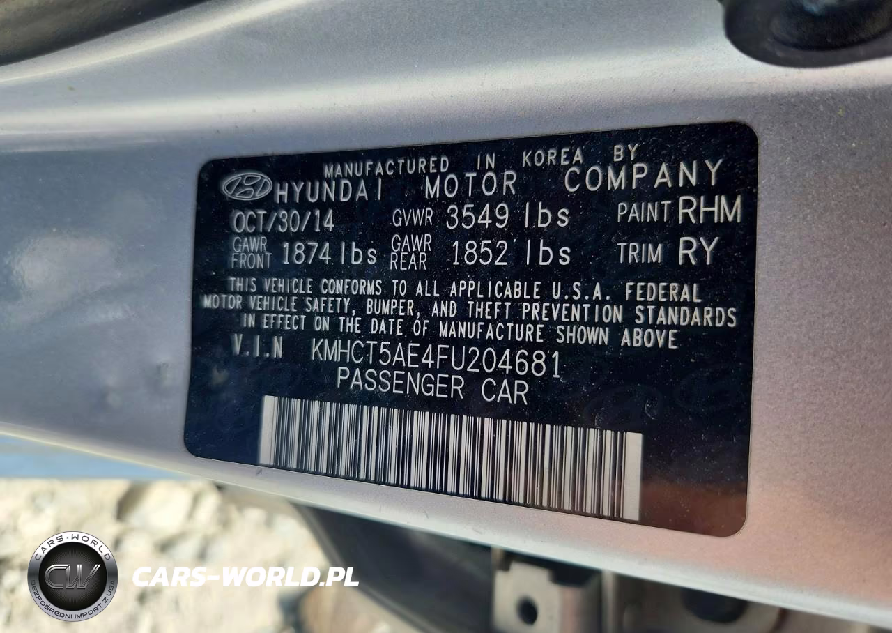2015 Hyundai Accent Gs VIN:KMHCT5AE4FU204681 - 12