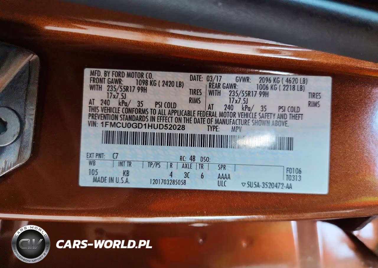 2017 Ford Escape Se VIN:1FMCU0GD1HUD52028 - 12