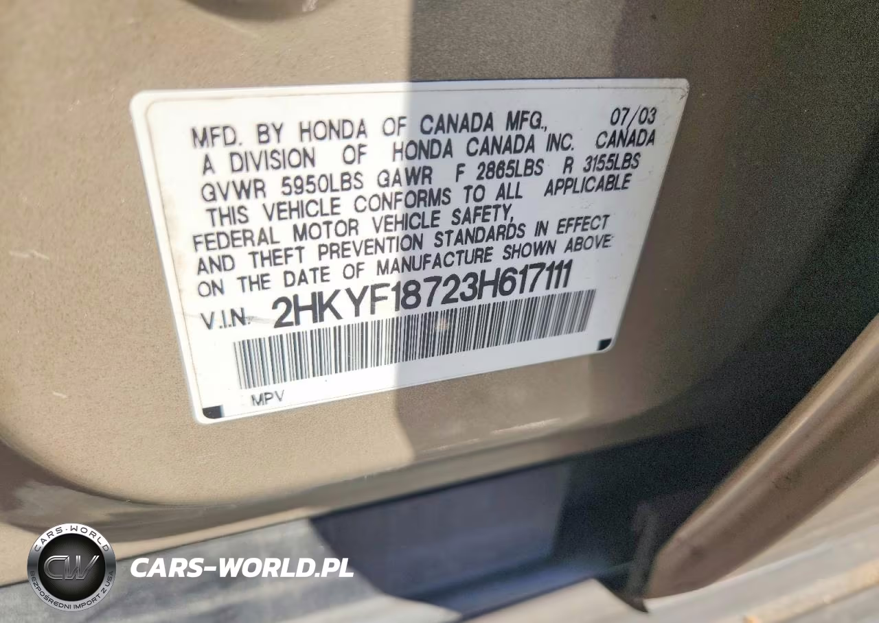 2003 Honda Pilot Exl VIN:2HKYF18723H617111 - 12