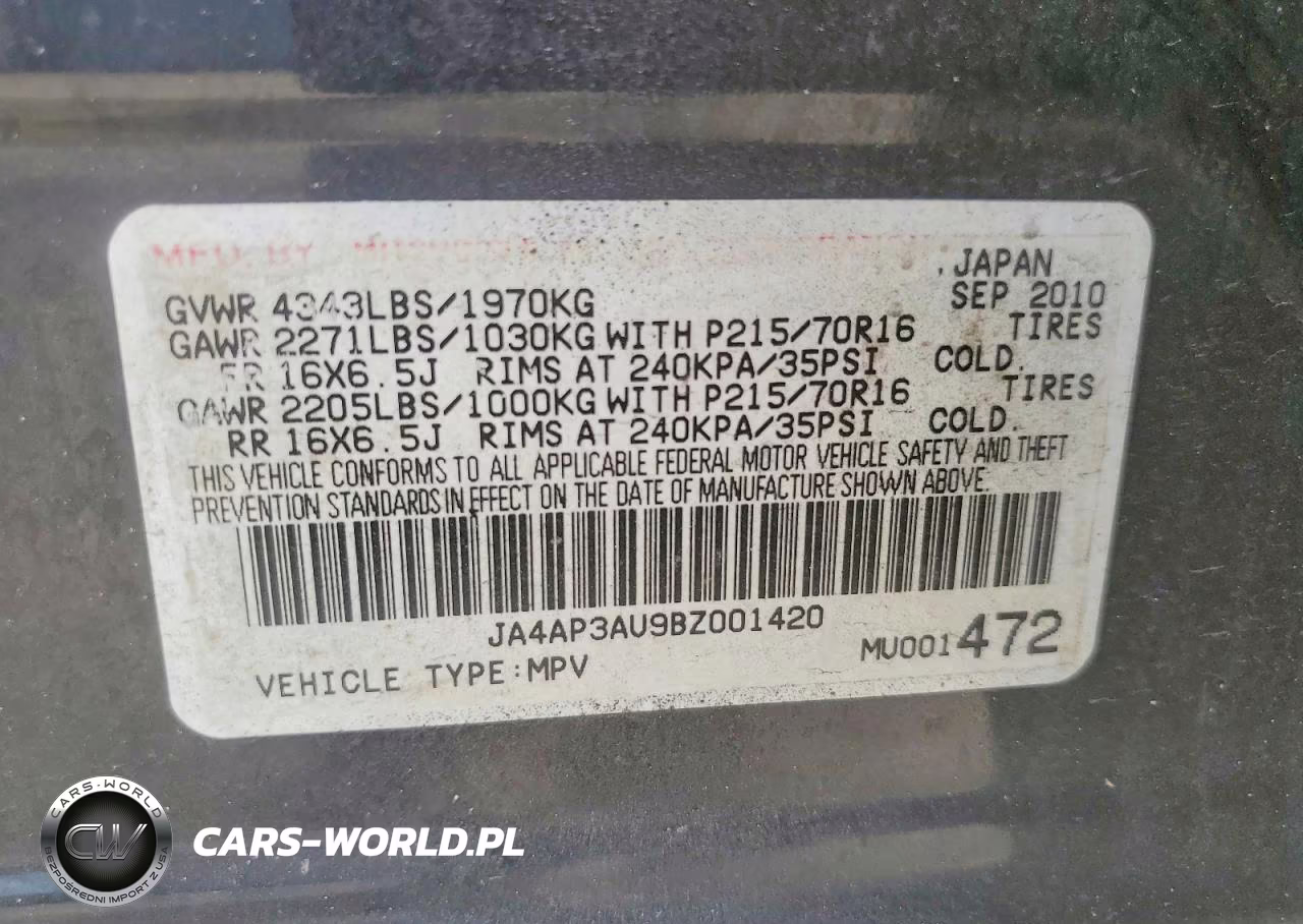 2011 Mitsubishi Outlander Sport Es VIN:JA4AP3AU9BZ001420 - 13